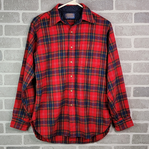 Pendleton Tops - Pendleton Vintage Made in USA Plaid Form Fitting 100% Wool Flannel Women's M